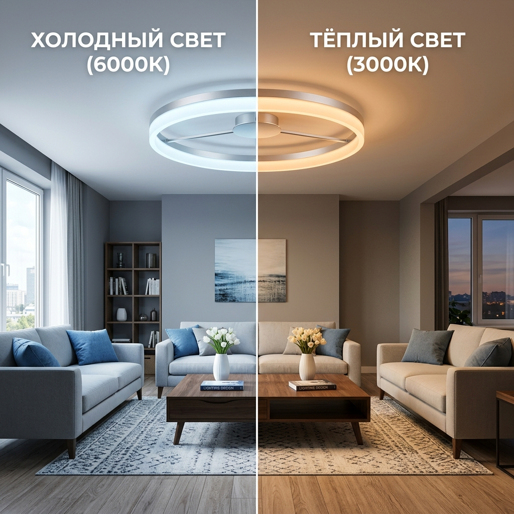 Сравнение тёплого и холодного света