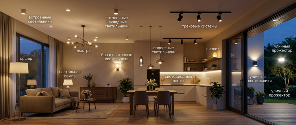 Всевозможные вариации светильников в интерьере