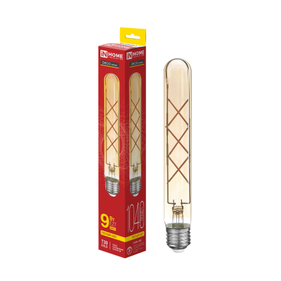 Лампа светодиодная LED-T30-deco gold 9Вт 230В Е27 3000К 1040Лм 225мм золотистая IN HOME