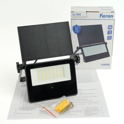 Прожектор с солнечной панелью 20W, 6400K, SMD2835, IP65, LL-960