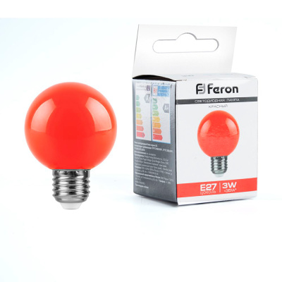 Лампа светодиодная,  (3W) 230V E27 красный G60, LB-371