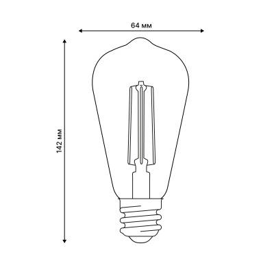 LED-ST64-5W/GOLDEN/E27 GLV22GO Лампа светодиодная Vintage. Форма «конус», золотистая колба. Картон. 