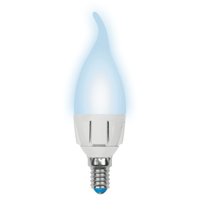 LED-C37-7W/NW/E14/FR/ Лампа светодиодная, свеча на ветру, матовая, белый свет.Картон 